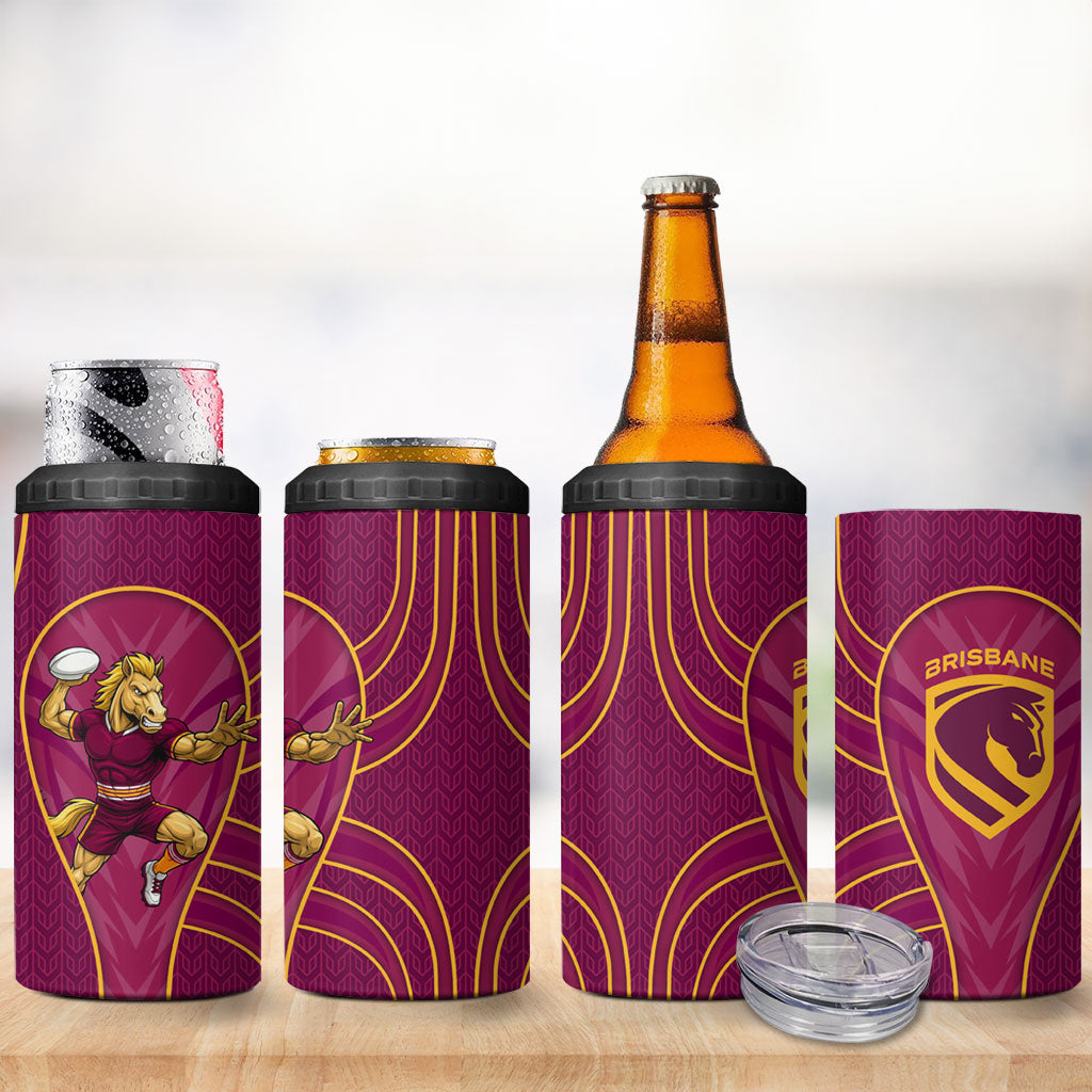 Brisbane Broncos Mascot 4 in 1 Can Cooler Tumbler Australian Rugby Culture - Powerful Horse Athlete