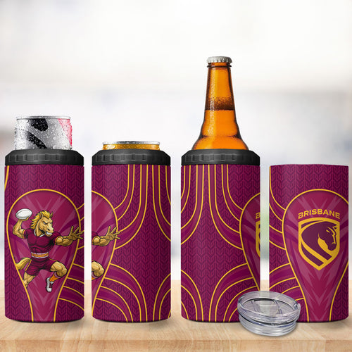 Brisbane Broncos Mascot 4 in 1 Can Cooler Tumbler Australian Rugby Culture - Powerful Horse Athlete