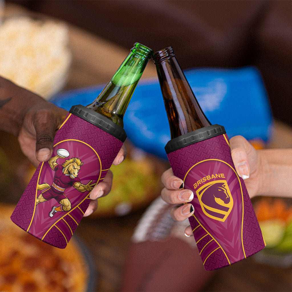 Brisbane Broncos Mascot 4 in 1 Can Cooler Tumbler Australian Rugby Culture - Powerful Horse Athlete