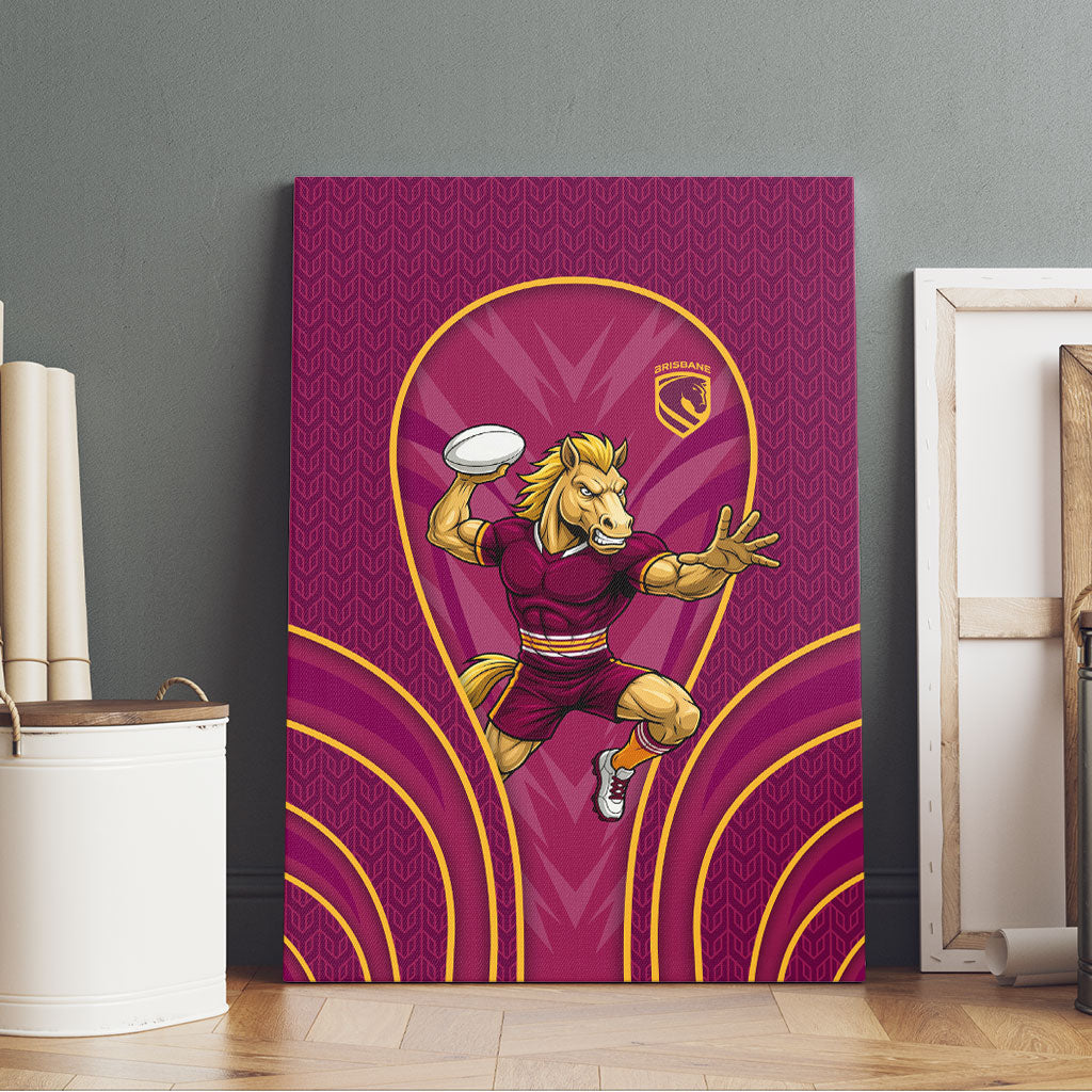 Brisbane Broncos Mascot Canvas Wall Art Australian Rugby Culture - Powerful Horse Athlete