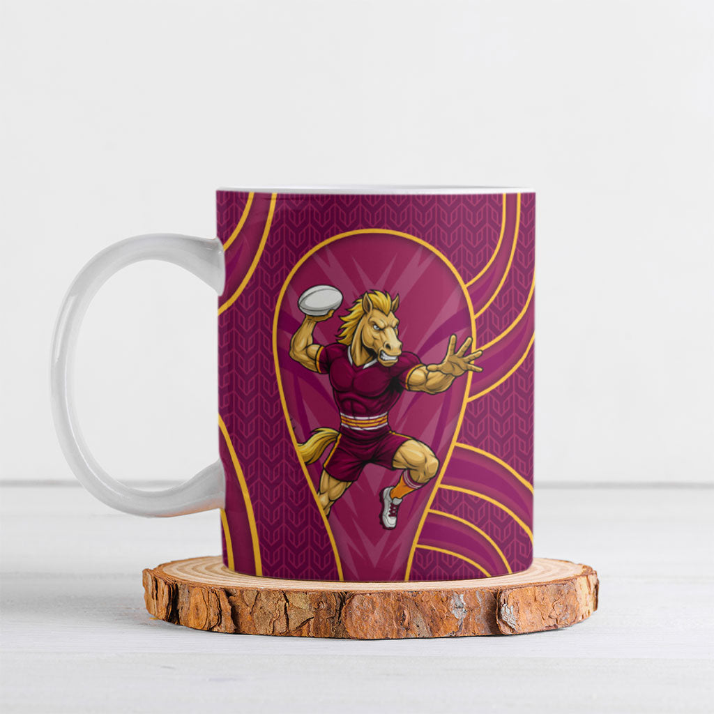 Brisbane Broncos Mascot Ceramic Mug Australian Rugby Culture - Powerful Horse Athlete
