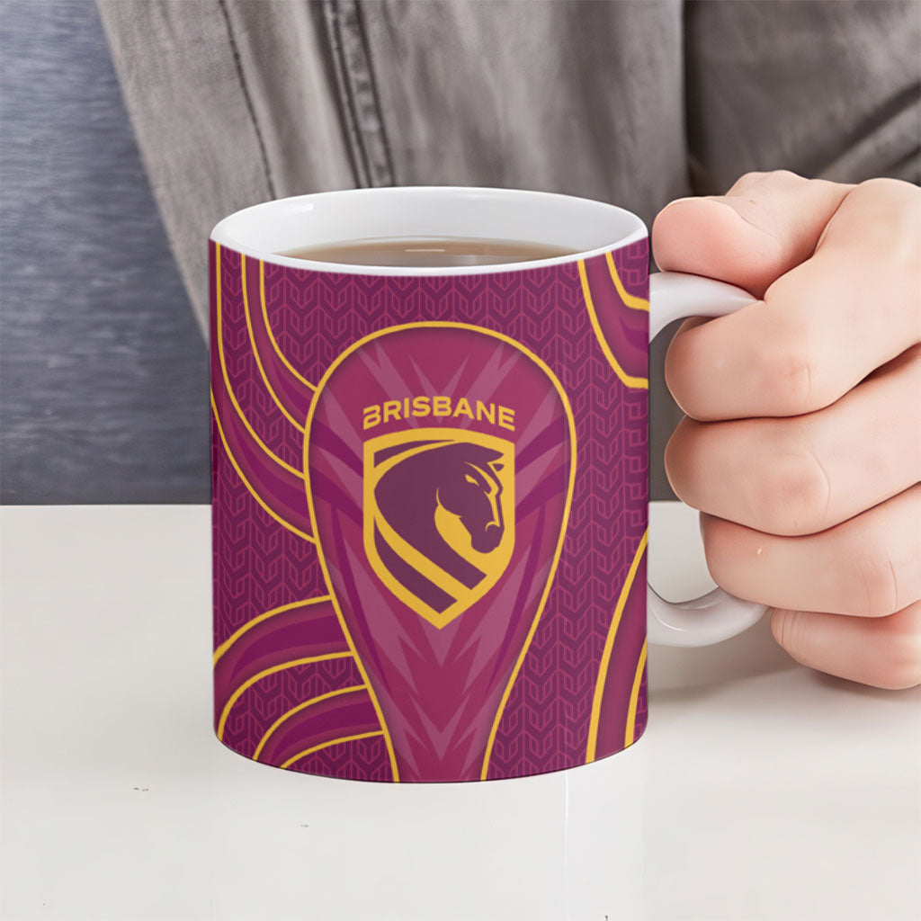 Brisbane Broncos Mascot Ceramic Mug Australian Rugby Culture - Powerful Horse Athlete