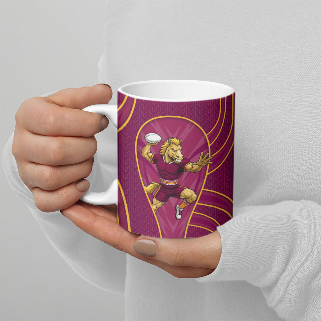 Brisbane Broncos Mascot Ceramic Mug Australian Rugby Culture - Powerful Horse Athlete