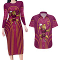 Brisbane Broncos Mascot Couples Matching Long Sleeve Bodycon Dress and Hawaiian Shirt Australian Rugby Culture - Powerful Horse Athlete