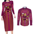 Brisbane Broncos Mascot Couples Matching Long Sleeve Bodycon Dress and Long Sleeve Button Shirt Australian Rugby Culture - Powerful Horse Athlete