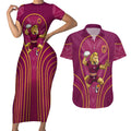 Brisbane Broncos Mascot Couples Matching Short Sleeve Bodycon Dress and Hawaiian Shirt Australian Rugby Culture - Powerful Horse Athlete