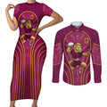 Brisbane Broncos Mascot Couples Matching Short Sleeve Bodycon Dress and Long Sleeve Button Shirt Australian Rugby Culture - Powerful Horse Athlete