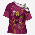Brisbane Broncos Mascot Cross Shoulder Shirt Australian Rugby Culture - Powerful Horse Athlete