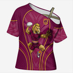 Brisbane Broncos Mascot Cross Shoulder Shirt Australian Rugby Culture - Powerful Horse Athlete