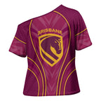 Brisbane Broncos Mascot Cross Shoulder Shirt Australian Rugby Culture - Powerful Horse Athlete