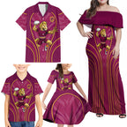 Brisbane Broncos Mascot Family Matching Off Shoulder Maxi Dress and Hawaiian Shirt Australian Rugby Culture - Powerful Horse Athlete