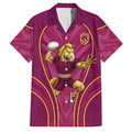 Brisbane Broncos Mascot Family Matching Off Shoulder Maxi Dress and Hawaiian Shirt Australian Rugby Culture - Powerful Horse Athlete