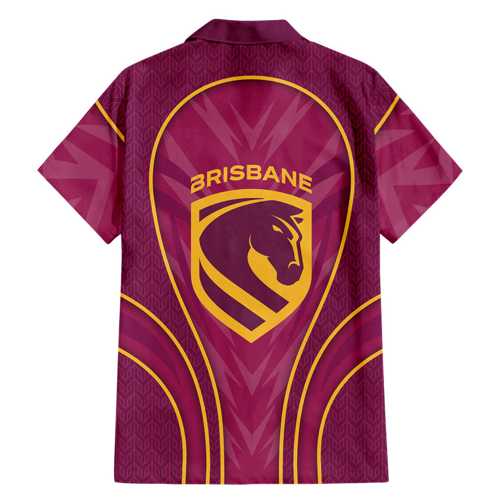 Brisbane Broncos Mascot Family Matching Off Shoulder Maxi Dress and Hawaiian Shirt Australian Rugby Culture - Powerful Horse Athlete