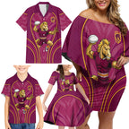 Brisbane Broncos Mascot Family Matching Off Shoulder Short Dress and Hawaiian Shirt Australian Rugby Culture - Powerful Horse Athlete