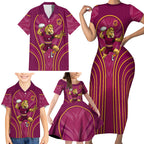 Brisbane Broncos Mascot Family Matching Short Sleeve Bodycon Dress and Hawaiian Shirt Australian Rugby Culture - Powerful Horse Athlete