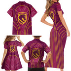 Brisbane Broncos Mascot Family Matching Short Sleeve Bodycon Dress and Hawaiian Shirt Australian Rugby Culture - Powerful Horse Athlete