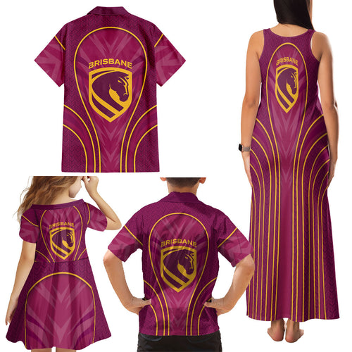 Brisbane Broncos Mascot Family Matching Tank Maxi Dress and Hawaiian Shirt Australian Rugby Culture - Powerful Horse Athlete