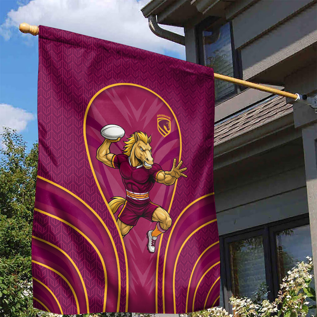 Brisbane Broncos Mascot Garden Flag Australian Rugby Culture - Powerful Horse Athlete