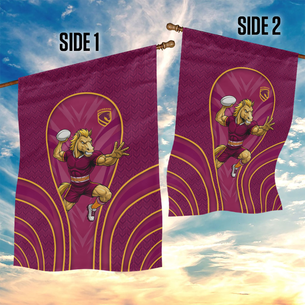Brisbane Broncos Mascot Garden Flag Australian Rugby Culture - Powerful Horse Athlete