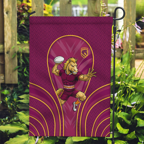Brisbane Broncos Mascot Garden Flag Australian Rugby Culture - Powerful Horse Athlete