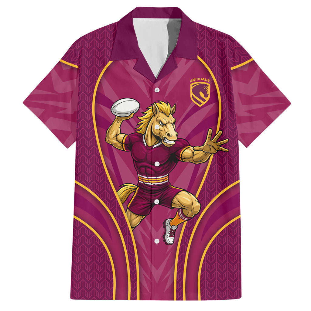 Brisbane Broncos Mascot Hawaiian Shirt Australian Rugby Culture - Powerful Horse Athlete