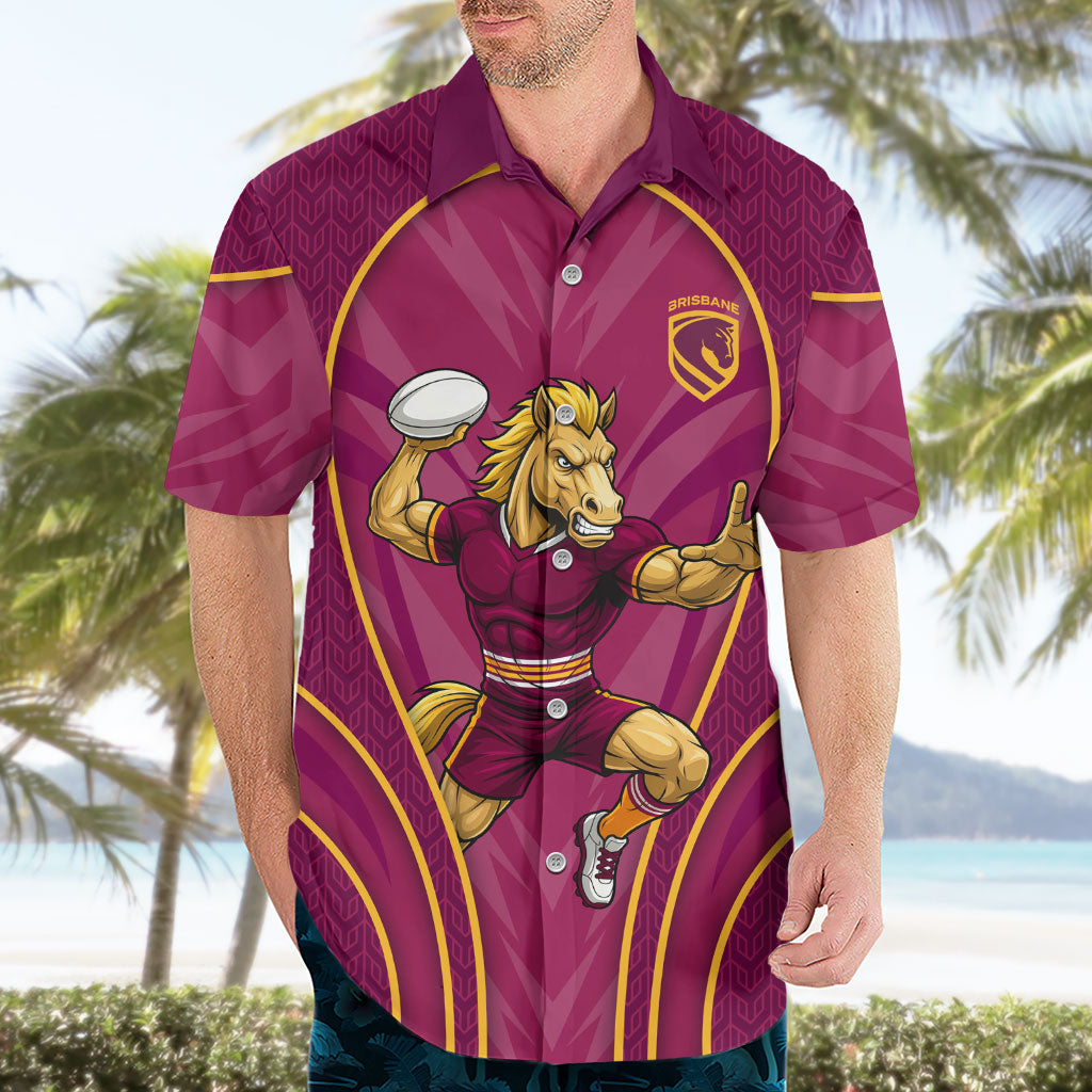 Brisbane Broncos Mascot Hawaiian Shirt Australian Rugby Culture - Powerful Horse Athlete
