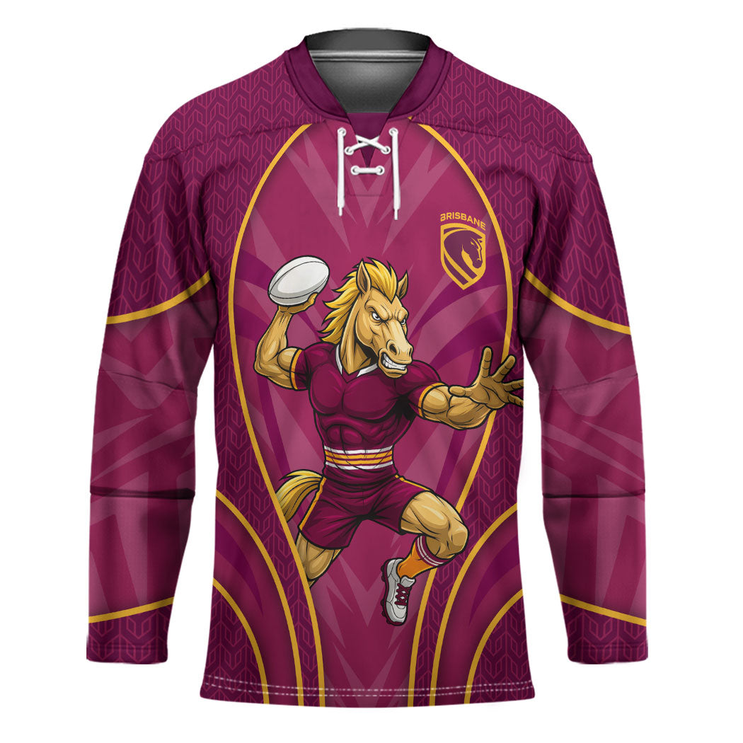 Brisbane Broncos Mascot Hockey Jersey Australian Rugby Culture - Powerful Horse Athlete