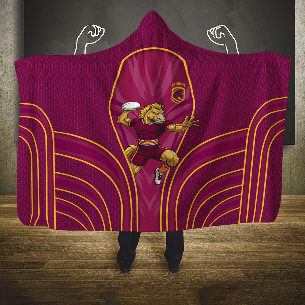 Brisbane Broncos Mascot Hooded Blanket Australian Rugby Culture - Powerful Horse Athlete