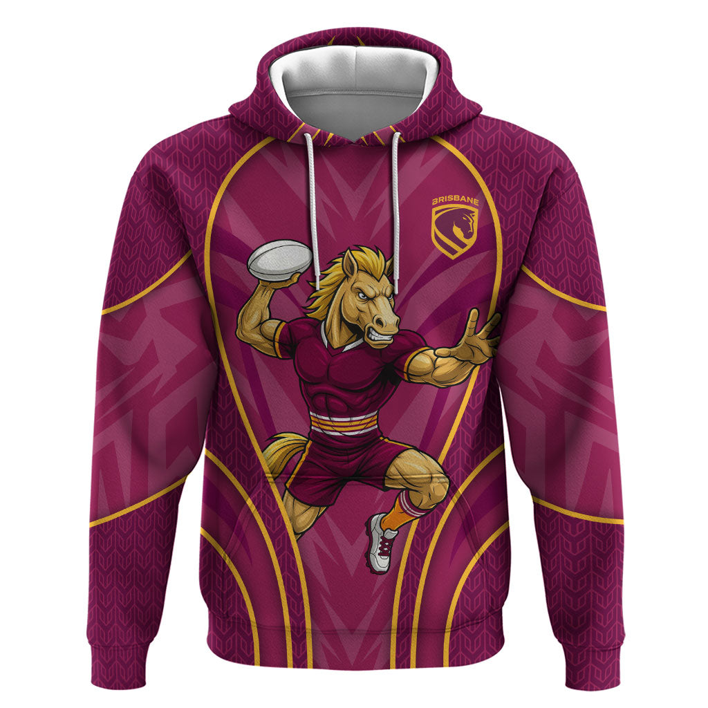Brisbane Broncos Mascot Hoodie Australian Rugby Culture - Powerful Horse Athlete