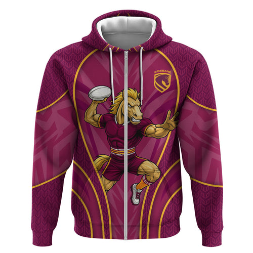 Brisbane Broncos Mascot Hoodie Australian Rugby Culture - Powerful Horse Athlete