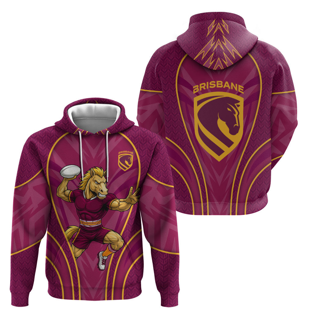 Brisbane Broncos Mascot Hoodie Australian Rugby Culture - Powerful Horse Athlete