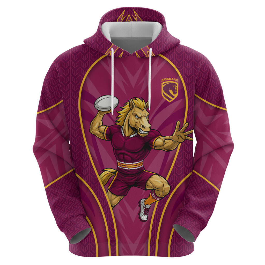 Brisbane Broncos Mascot Hoodie Australian Rugby Culture - Powerful Horse Athlete
