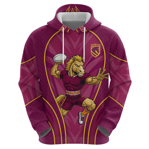 Brisbane Broncos Mascot Hoodie Australian Rugby Culture - Powerful Horse Athlete