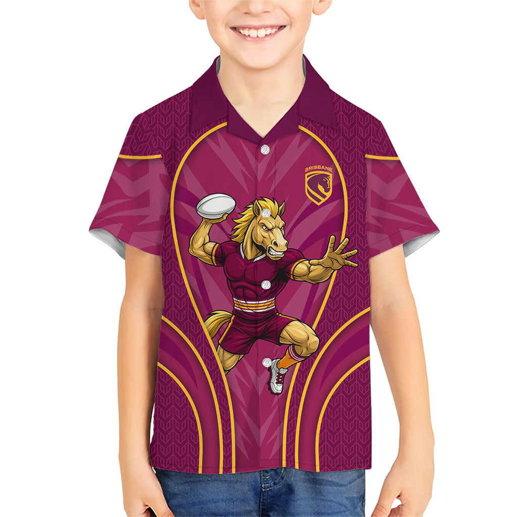 Brisbane Broncos Mascot Kid Hawaiian Shirt Australian Rugby Culture - Powerful Horse Athlete
