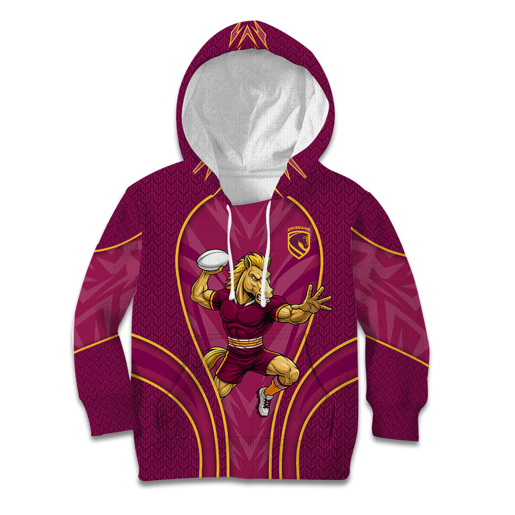 Brisbane Broncos Mascot Kid Hoodie Australian Rugby Culture - Powerful Horse Athlete