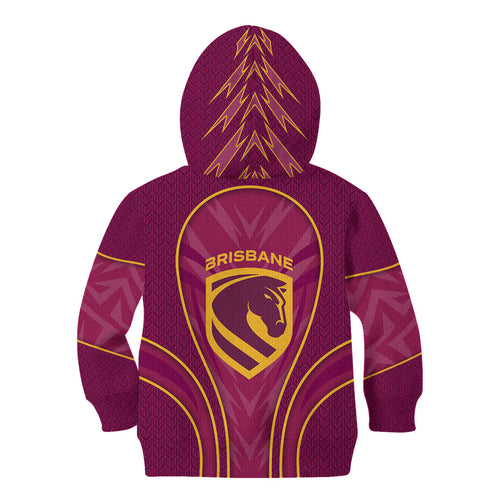 Brisbane Broncos Mascot Kid Hoodie Australian Rugby Culture - Powerful Horse Athlete