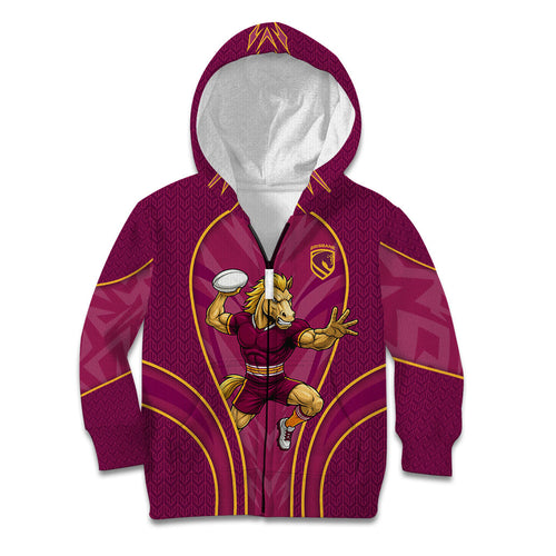 Brisbane Broncos Mascot Kid Hoodie Australian Rugby Culture - Powerful Horse Athlete