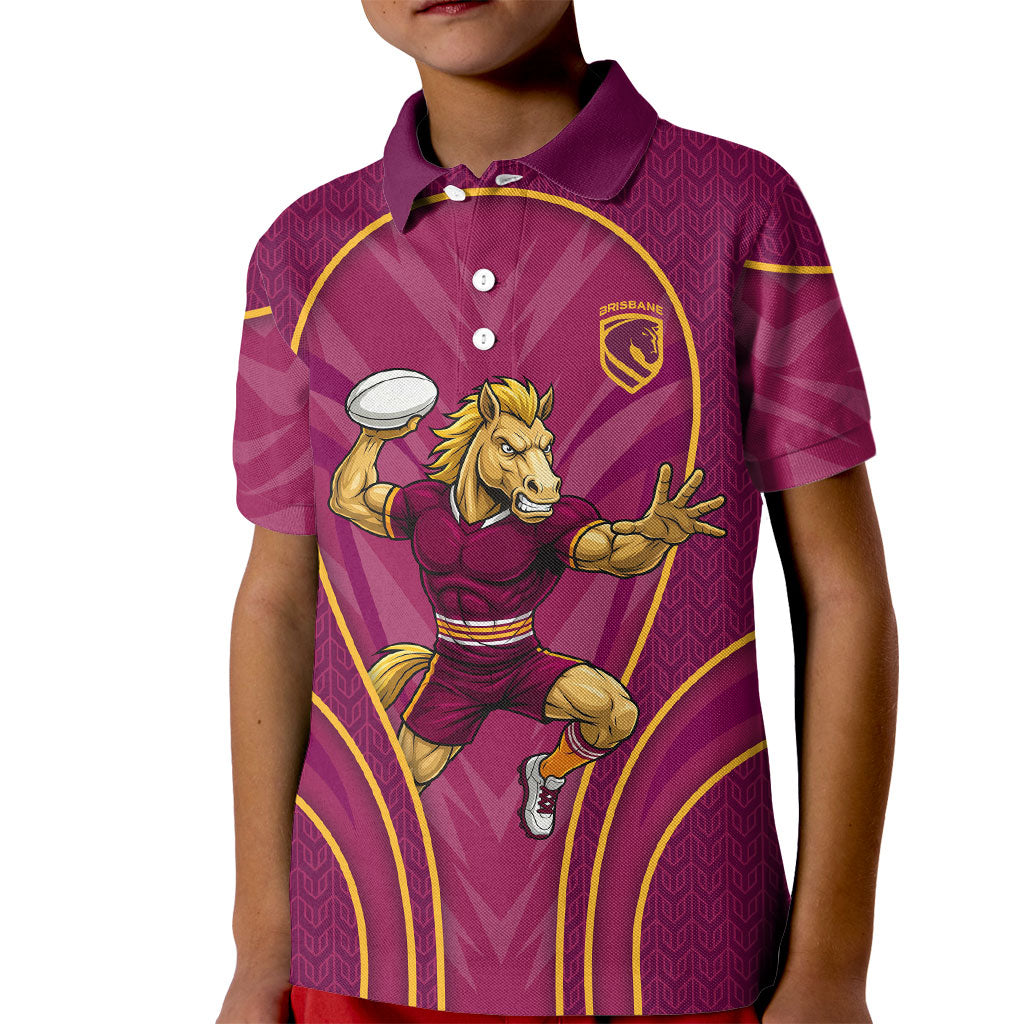 Brisbane Broncos Mascot Kid Polo Shirt Australian Rugby Culture - Powerful Horse Athlete