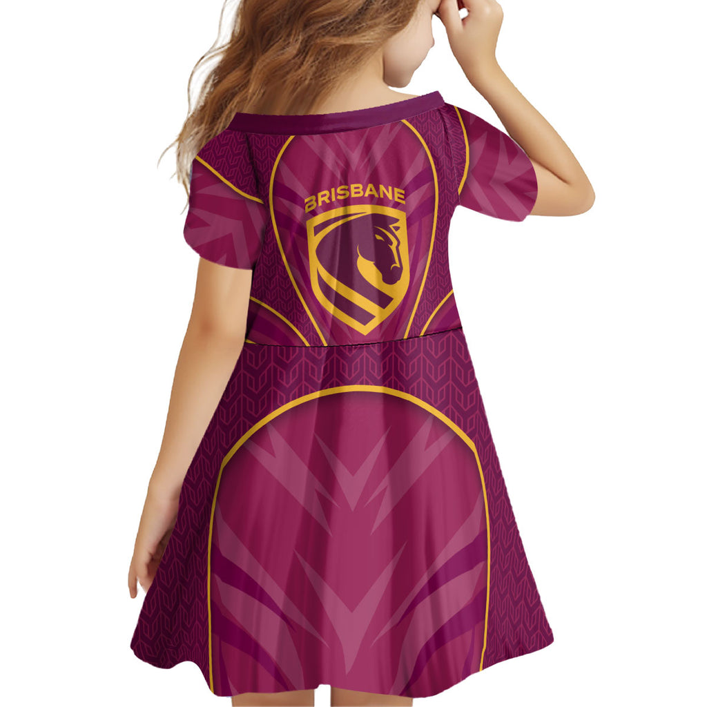 Brisbane Broncos Mascot Kid Short Sleeve Dress Australian Rugby Culture - Powerful Horse Athlete