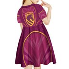 Brisbane Broncos Mascot Kid Short Sleeve Dress Australian Rugby Culture - Powerful Horse Athlete