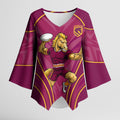 Brisbane Broncos Mascot Kimono Sleeve Blouse Australian Rugby Culture - Powerful Horse Athlete