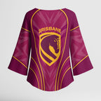 Brisbane Broncos Mascot Kimono Sleeve Blouse Australian Rugby Culture - Powerful Horse Athlete
