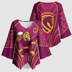 Brisbane Broncos Mascot Kimono Sleeve Blouse Australian Rugby Culture - Powerful Horse Athlete
