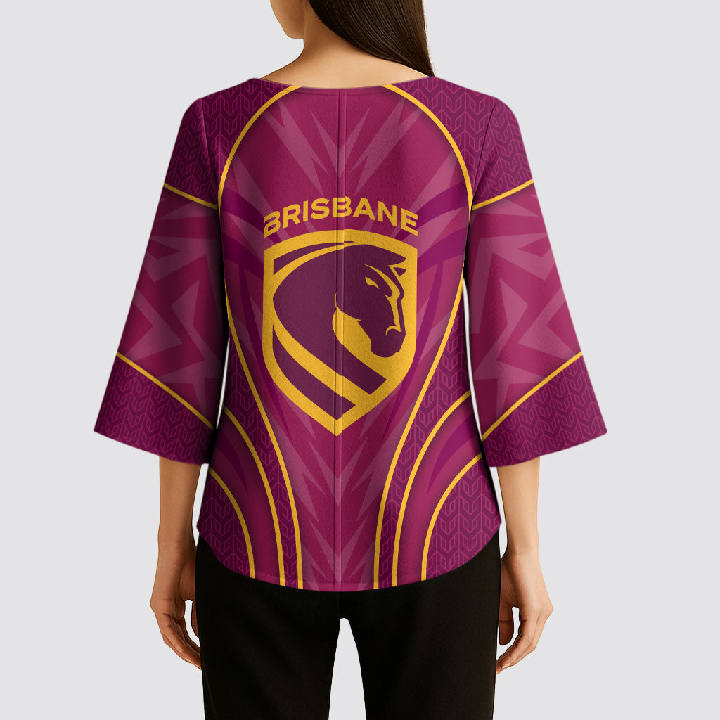 Brisbane Broncos Mascot Kimono Sleeve Blouse Australian Rugby Culture - Powerful Horse Athlete