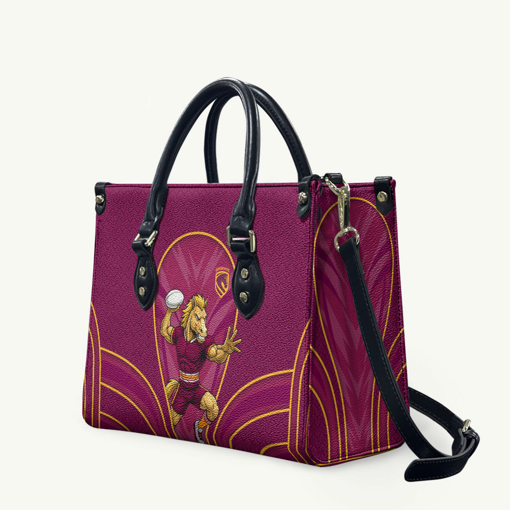 Brisbane Broncos Mascot Leather Bag Australian Rugby Culture - Powerful Horse Athlete