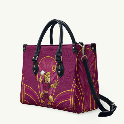 Brisbane Broncos Mascot Leather Bag Australian Rugby Culture - Powerful Horse Athlete