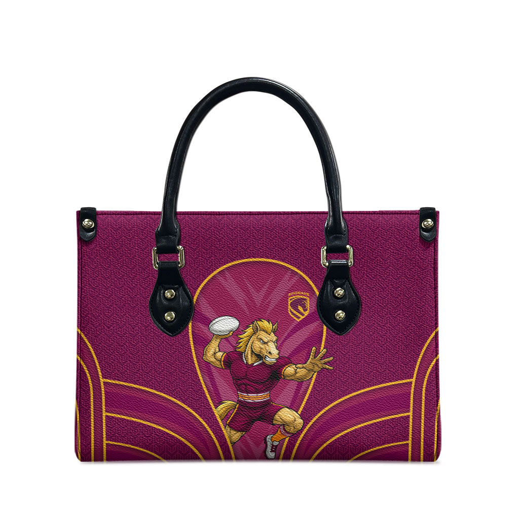 Brisbane Broncos Mascot Leather Bag Australian Rugby Culture - Powerful Horse Athlete