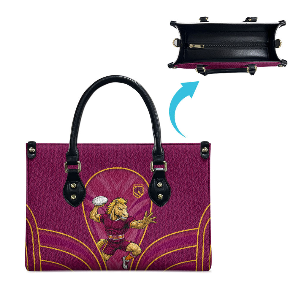 Brisbane Broncos Mascot Leather Bag Australian Rugby Culture - Powerful Horse Athlete