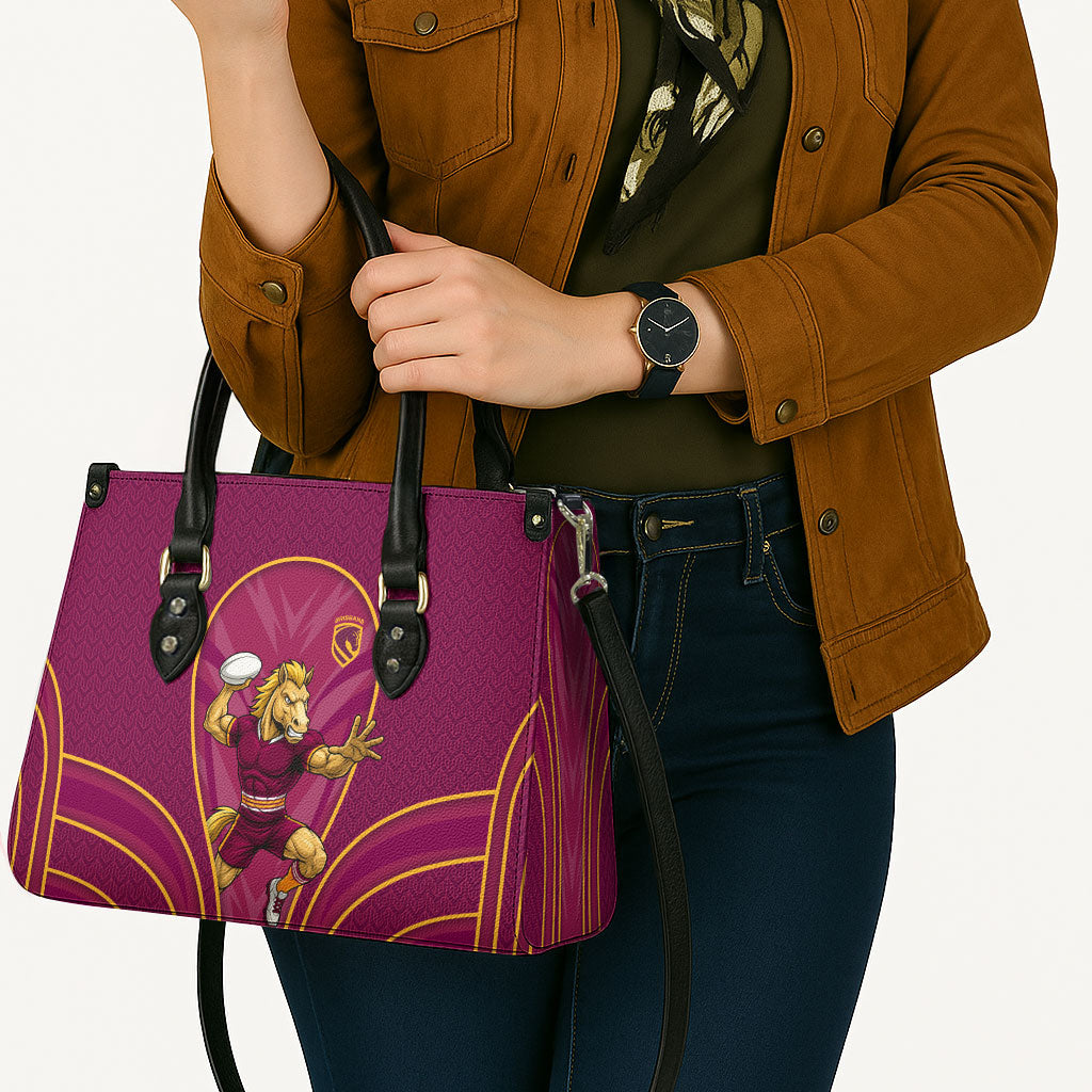 Brisbane Broncos Mascot Leather Bag Australian Rugby Culture - Powerful Horse Athlete