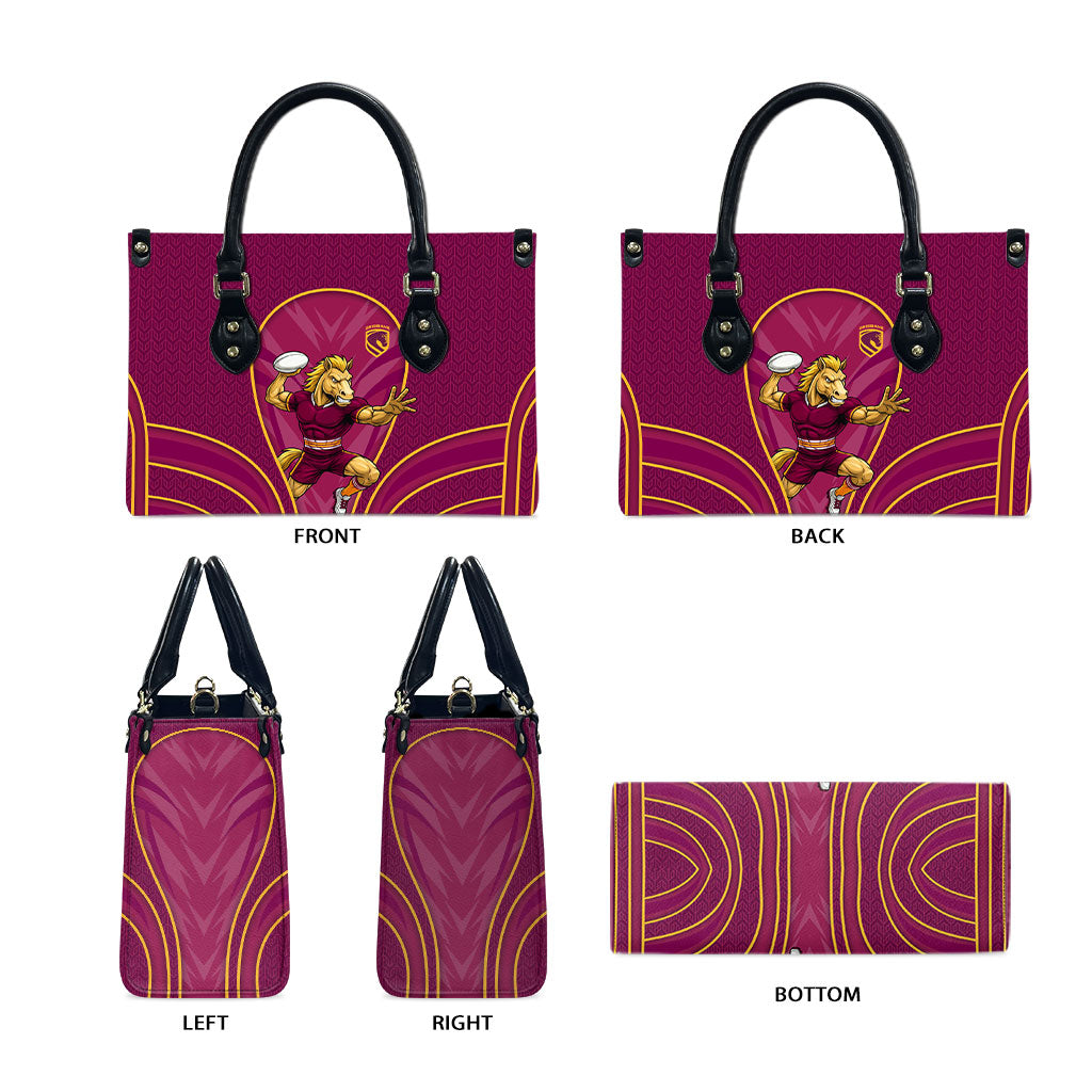 Brisbane Broncos Mascot Leather Bag Australian Rugby Culture - Powerful Horse Athlete